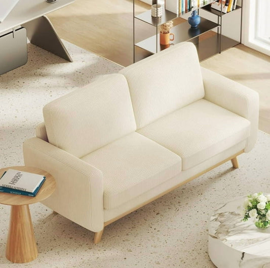 Comfy PU Sofa with Solid Wood, Spring Cushion Modern Couch with Extra Deep Seat for Living Room,Office Sofa