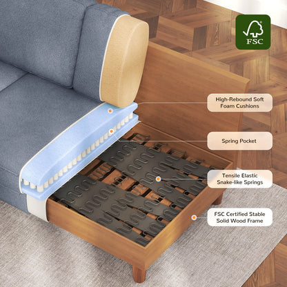 87" Sofa Couch, Comfy Extra Deep Seat 3 Seater Couch for Living Room with Soft Upholstered Round Arms,Free 2 Pillows,Grey