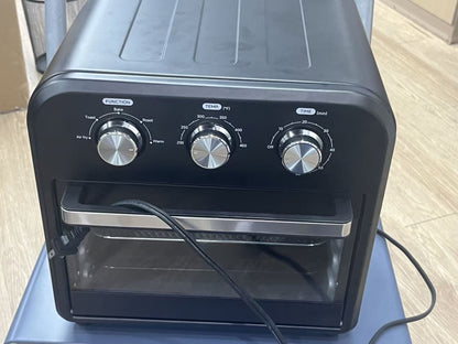 16QT Air Fryer Oven , Small Footprint Airfryer combo with Rotisserie, Toast, Bake, Roast, Reheat Functions and more, Recipe Book & 6 Accessories Included