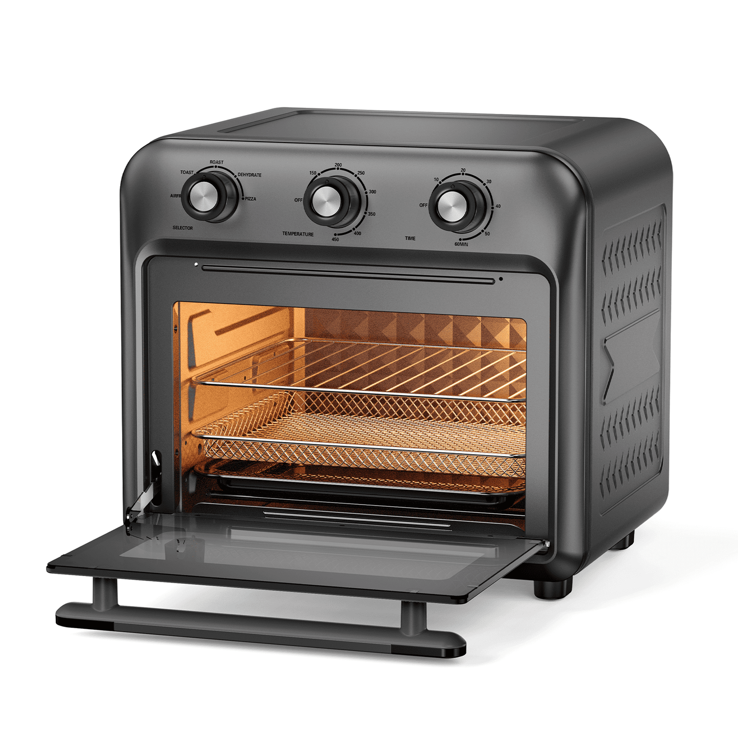 19QT Air Fryer Toaster Oven with Convection, 5-in-1 Countertop Cooker, Visible Window, Oil Free, 1500W, Black