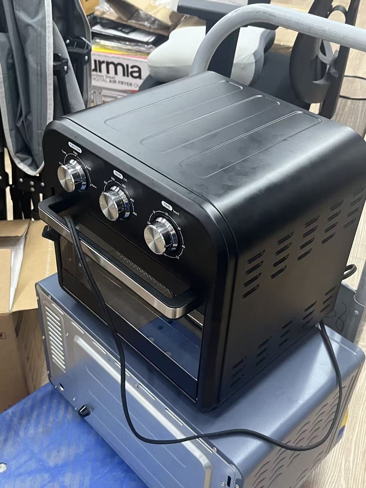 16QT Air Fryer Oven , Small Footprint Airfryer combo with Rotisserie, Toast, Bake, Roast, Reheat Functions and more, Recipe Book & 6 Accessories Included