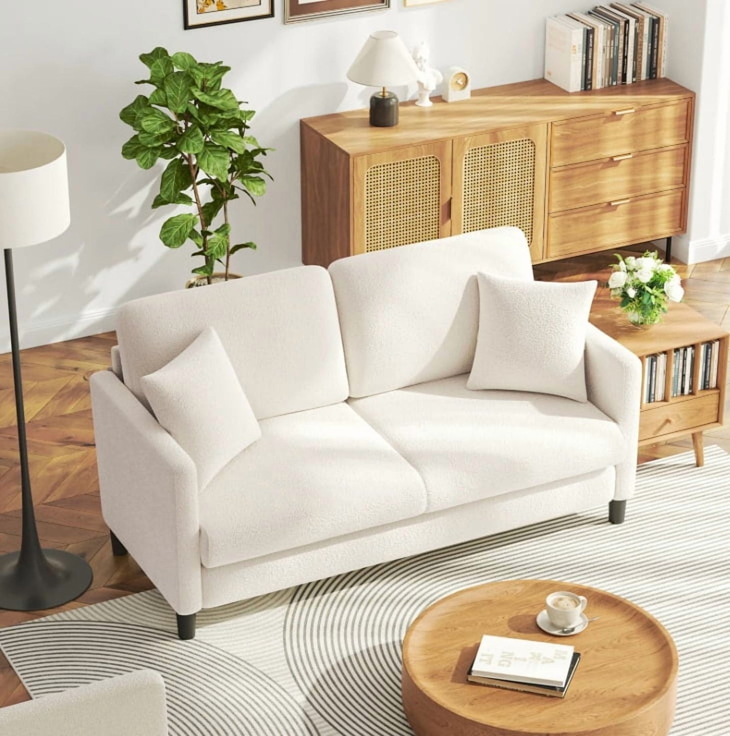 Sofa,Comfy Couch Sofa with Deep Seat and Thick Cushion, Upholstered Linen Fabric Couch for Living Room Bedroom Office,Green