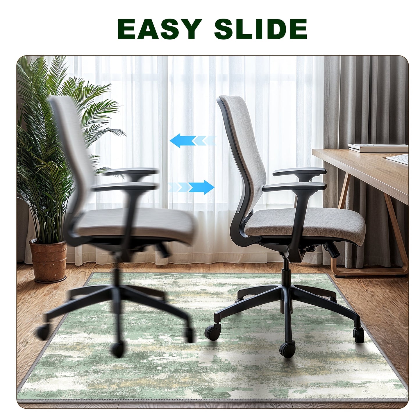 KUETH 48"X 60" Protective Flooring Office Chair Mat for Hardwood Floor and Tile Floor, Heavy Duty Desk Chair Mat for Carpets, Anti Slip Office Floor Mats for Rolling Chairs, Low Pile Under Desk Rug