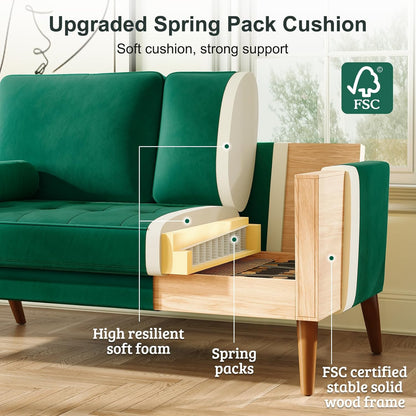 Super Large PU Sofa with Solid Wood, Spring Cushion Modern Couch with Extra Deep Seat for Living Room,Office Sofa